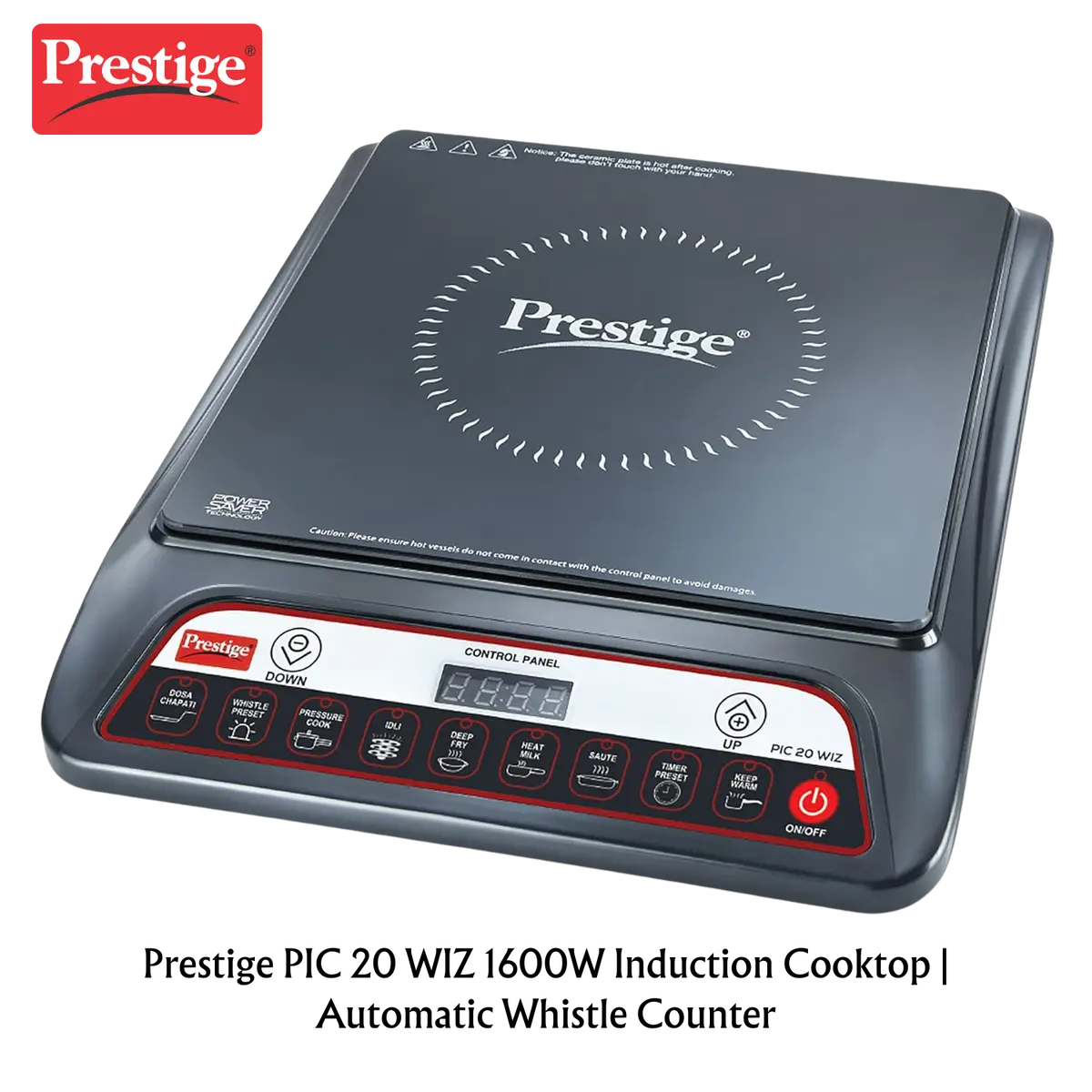 Prestige Pic 20 Wiz 1600W Induction Cooktop | Automatic Whistle Counter, Indian Menu Option 1