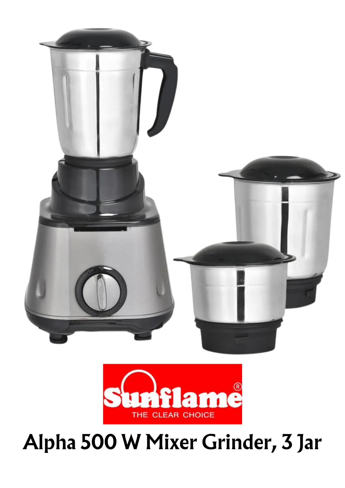 Sunflame Alpha 500 Watt 3 Jar Mixer Grinder 1