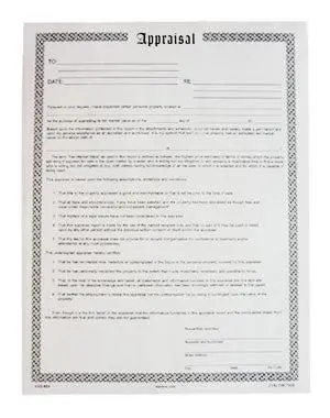 Appraisal Cover Form (100/Pack) 1
