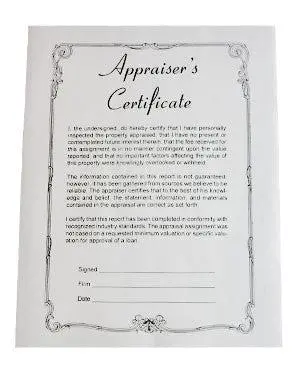 Appraiser's Certificate (50/Pack) 1