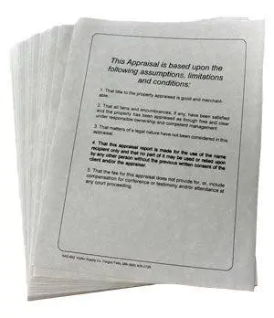 Appraiser's Limitation & Condition Page (50/Pack) 1