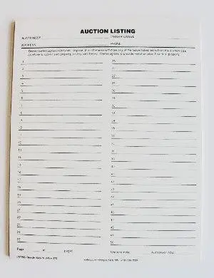 Auction Listing Form (1 Or 2-Part) 1