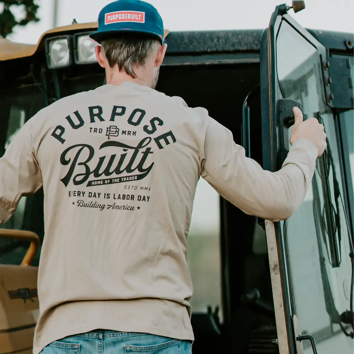 Script Long Sleeve Tee, Sand 1