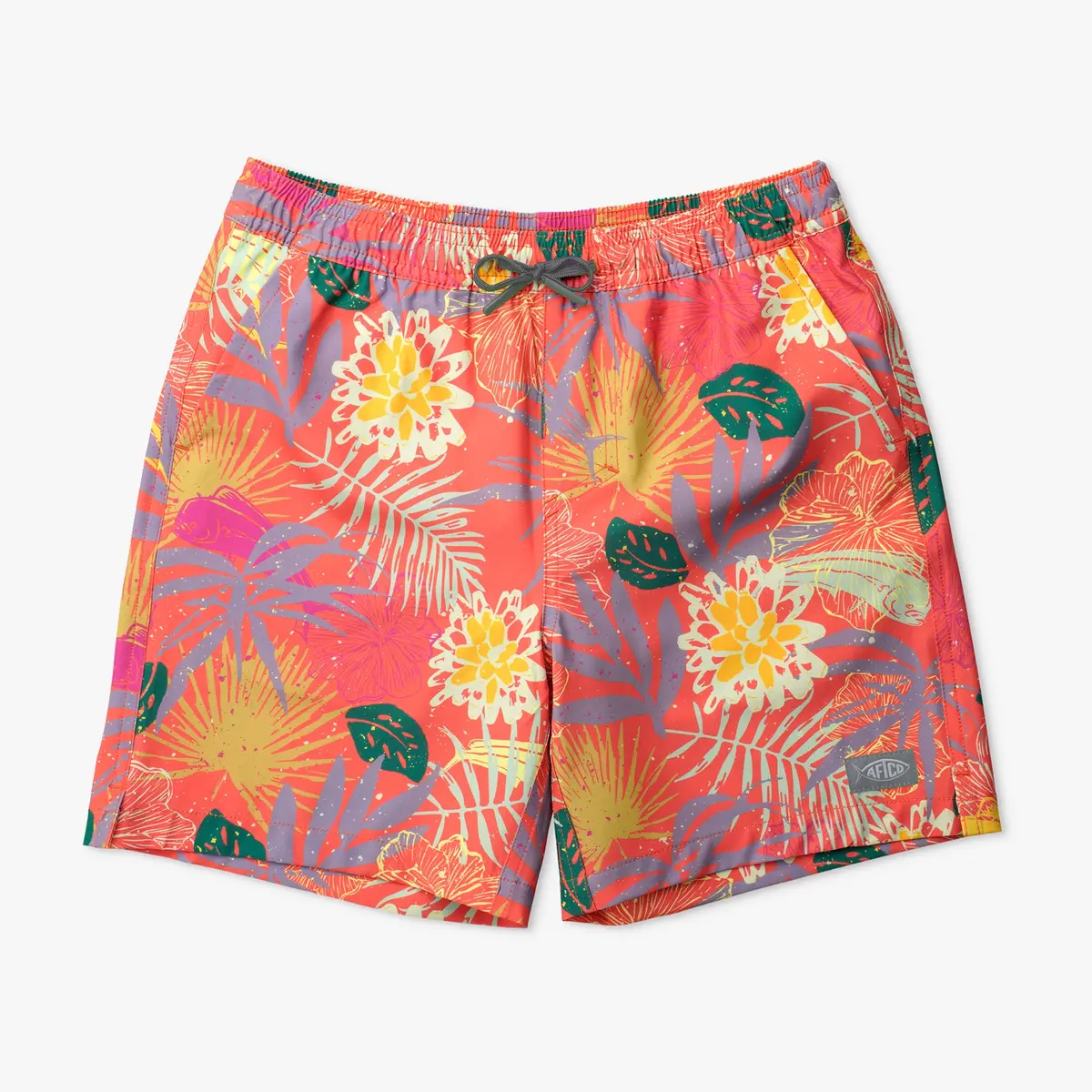 Youth Strike Printed Swim Shorts | Coral 1