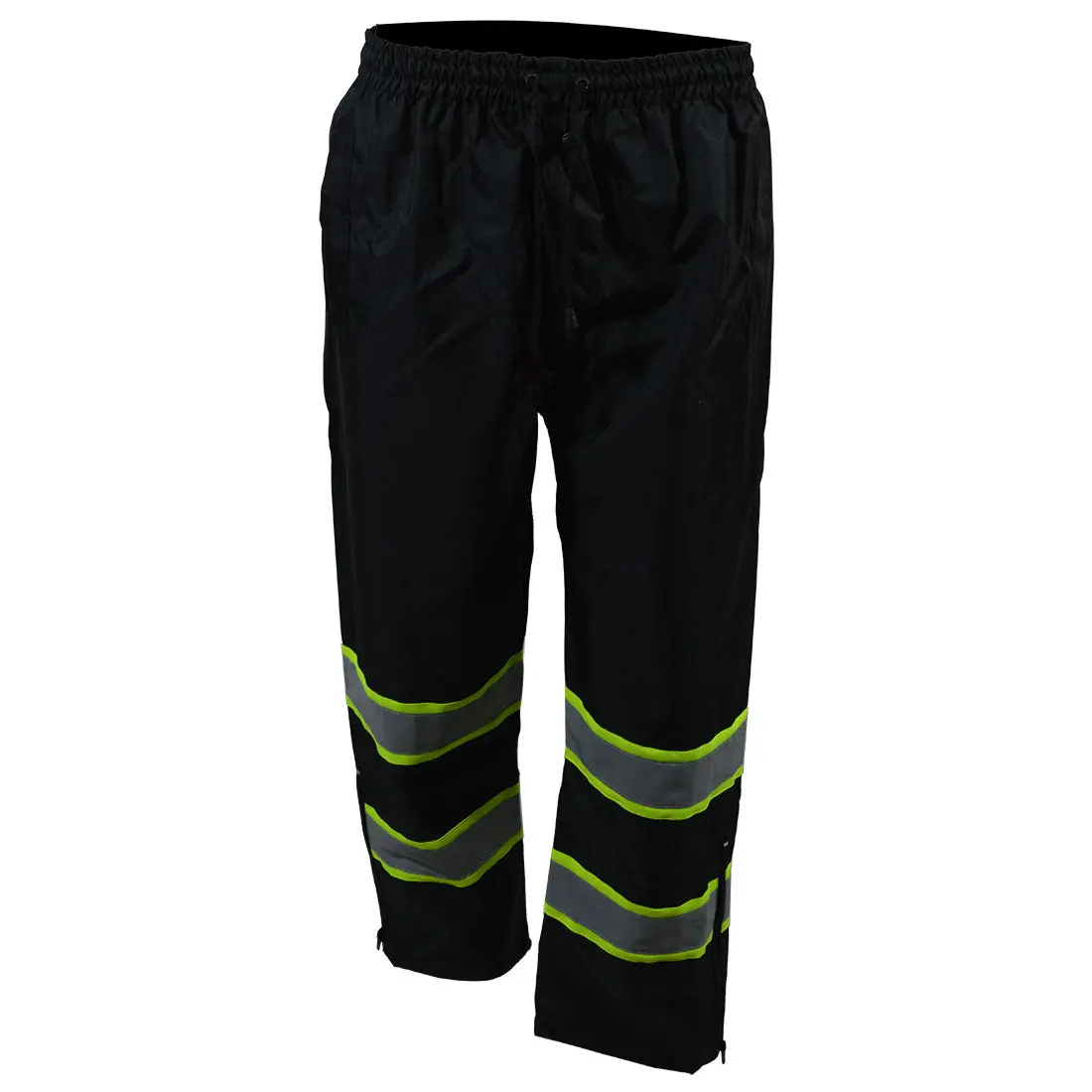 Bkpp-Lg Black/Lime Two Tone Waterproof Draw Strings Rain Pants 2