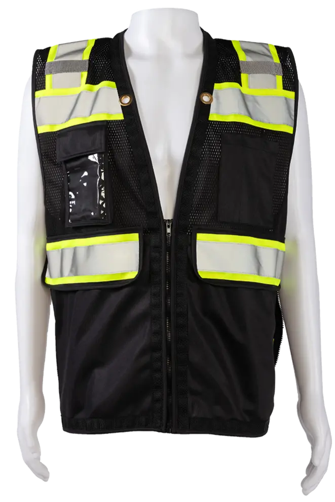 Bkvm-Hdsuv Black Mesh Lime Contrast Two Tone Heavy Duty Surveyors Safety Vest 1
