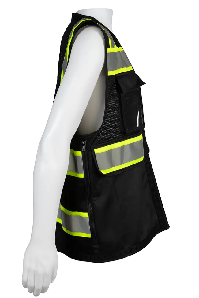 Bkvm-Hdsuv Black Mesh Lime Contrast Two Tone Heavy Duty Surveyors Safety Vest 7
