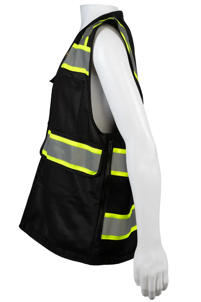 Bkvm-Hdsuv Black Mesh Lime Contrast Two Tone Heavy Duty Surveyors Safety Vest 8