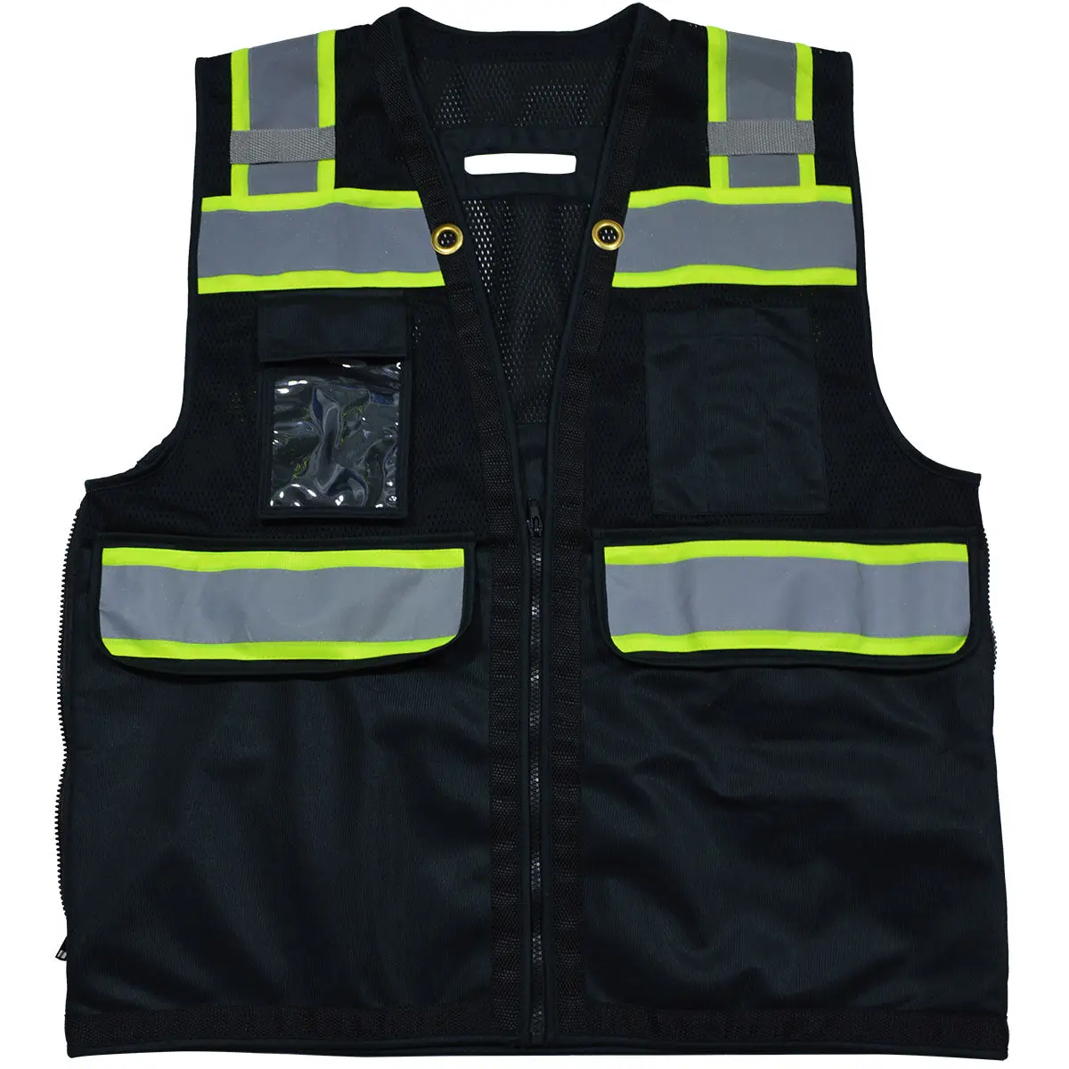 Bkvm-Hdsuv Black Mesh Lime Contrast Two Tone Heavy Duty Surveyors Safety Vest 2