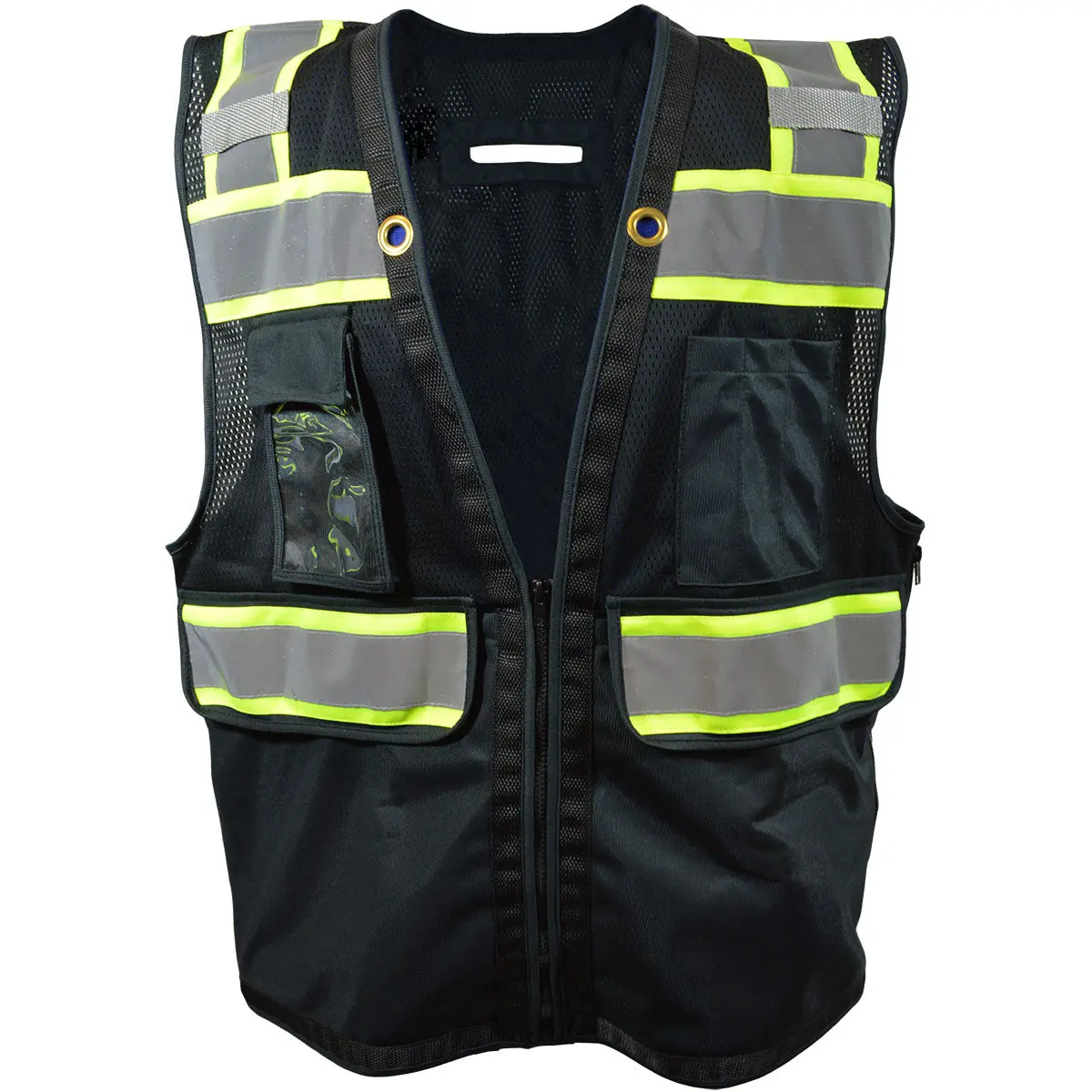 Bkvm-Hdsuv Black Mesh Lime Contrast Two Tone Heavy Duty Surveyors Safety Vest 3