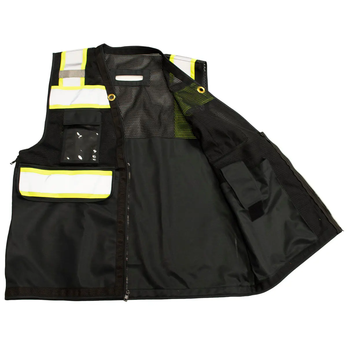 Bkvm-Hdsuv Black Mesh Lime Contrast Two Tone Heavy Duty Surveyors Safety Vest 6