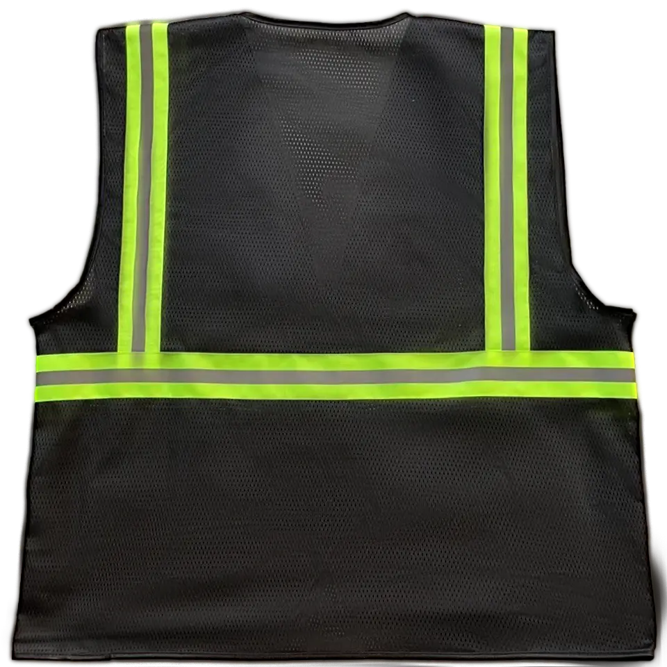 Bkvm-S1 Enhanced Visibility Black Mesh Safety Vest With Lime Contrast Binding 2