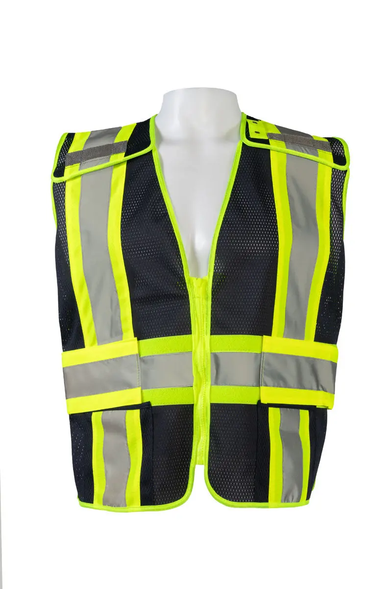 Blvm-Psv Ansi Type O Class 1 Navy Blue Mesh / Lime Green Contrast Expandable Breakaway Vest 1