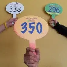 2-Sided Bravo Full Color Plastic Numbered Bidder Paddles (Min. 50) 1