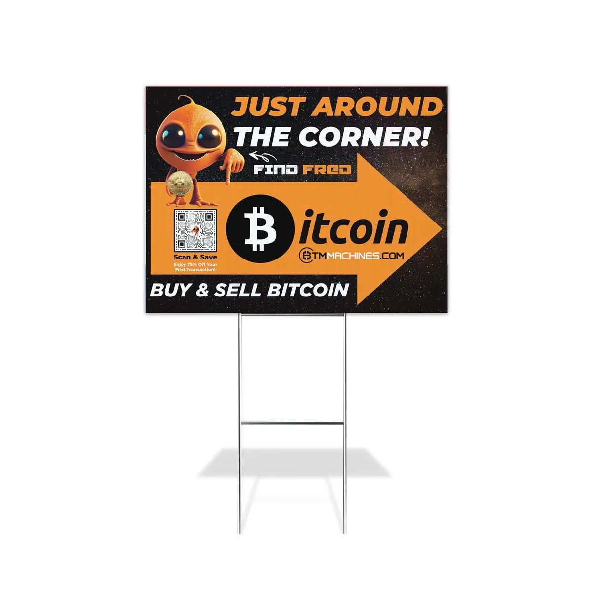 Btm Machine Double Sided Yard Sign W/ H-Stake - 10 Pack 1