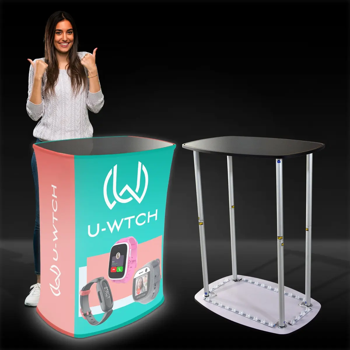 Backlit Custom Square Trade Show Podium 1