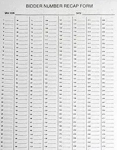 Bidder No. Recap Forms (50/Pad) 1