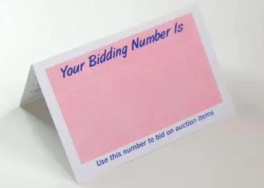 Bidding Number Identification Slip (250/Pack) 1