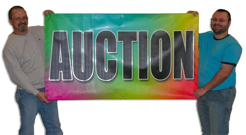 Black On Multi-Color "Auction" Banners (3' By Several Options) 1