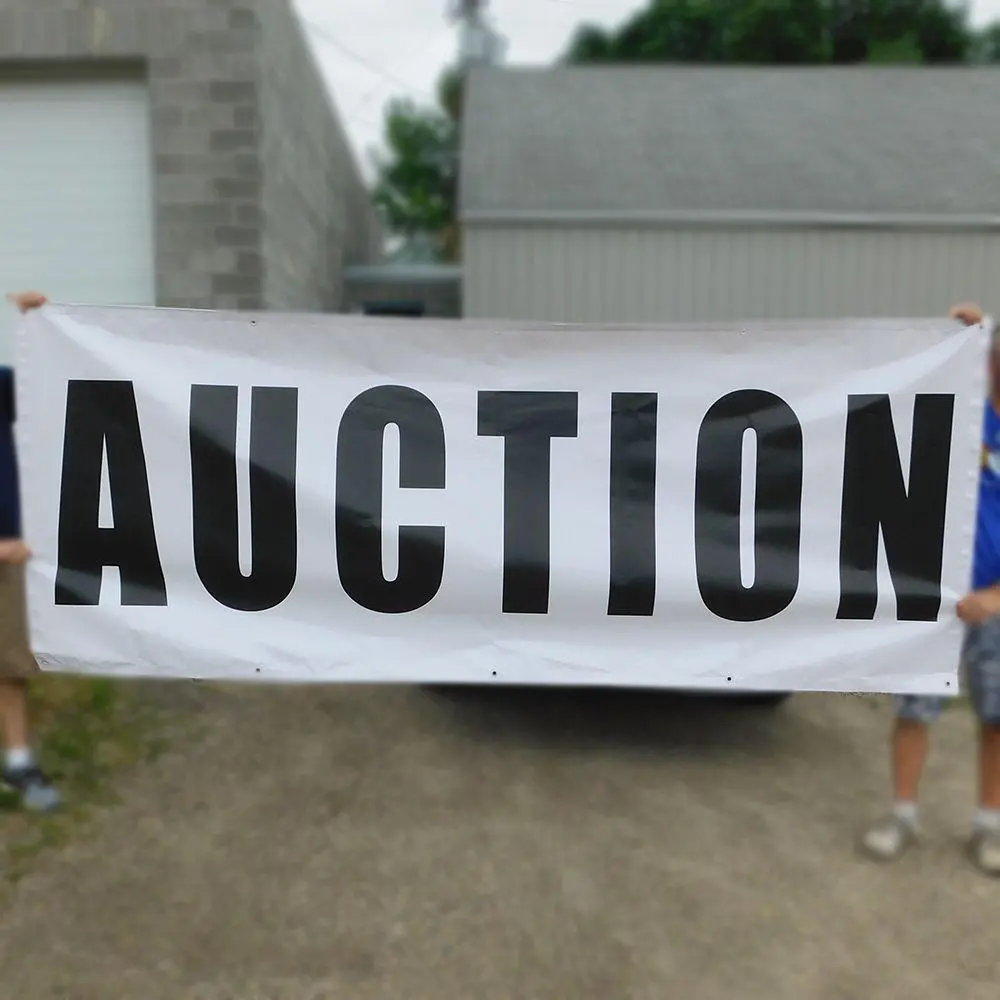 Black On White "Auction" Banner (4' By Several Options) 2