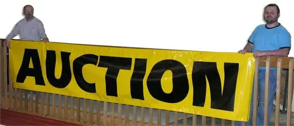 Black On Yellow "Auction" Banner (3' By Several Options) 3