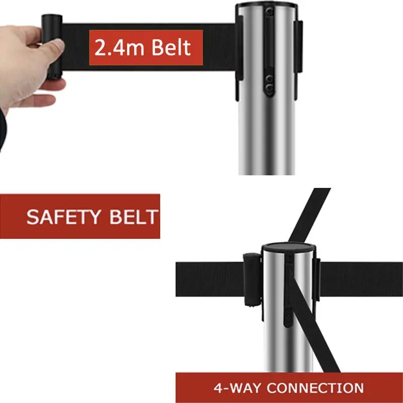 Black Stainless Steel Retractable Belt Queue Barrier,Stanchion 2