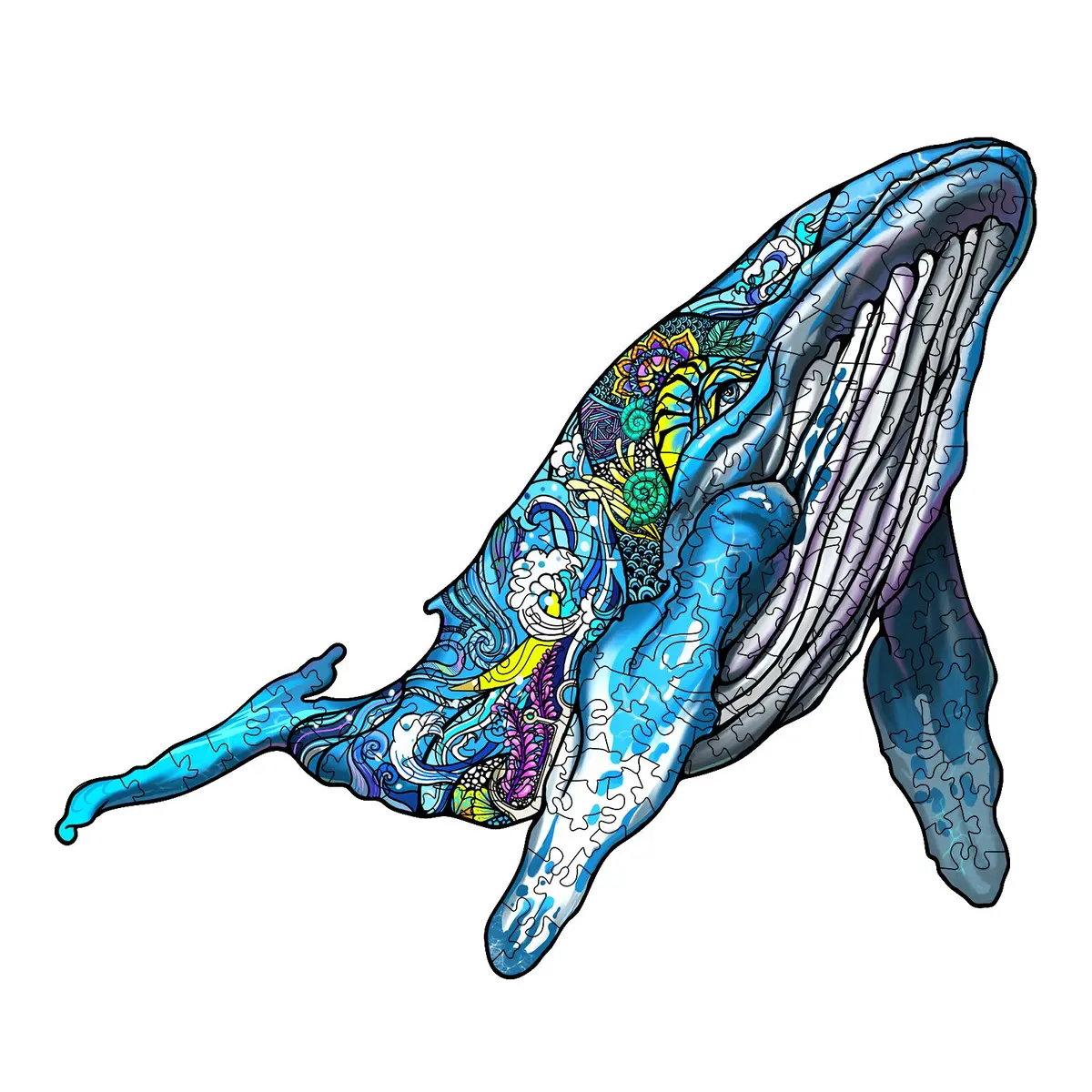 Blue Humpback Whale - Wooden Jigsaw Puzzle 1