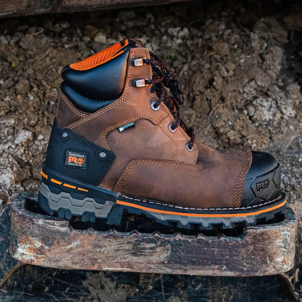 Men's Boondock 6" Composite Toe Waterproof Work Boot - Brown 2