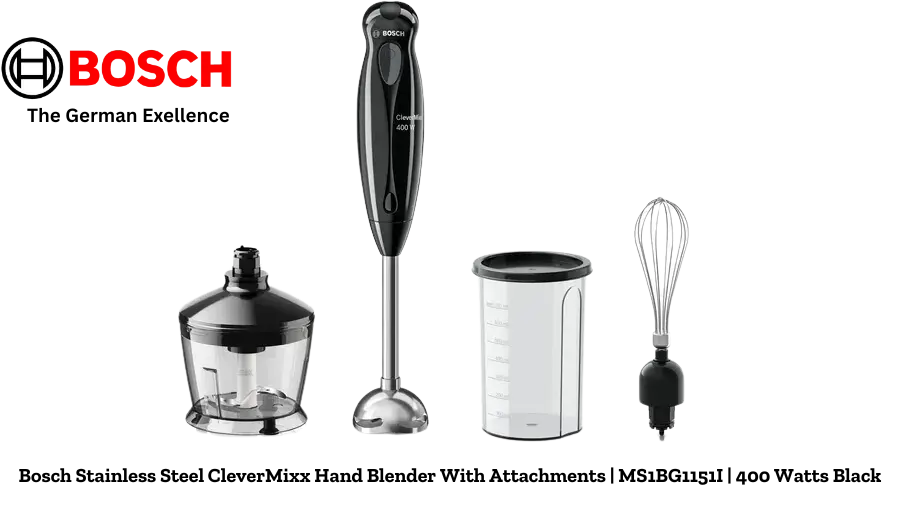 Bosch Stainless Steel Clevermixx Hand Blender With Attachments | Ms1bg1151i | 400 Watts, Black 1