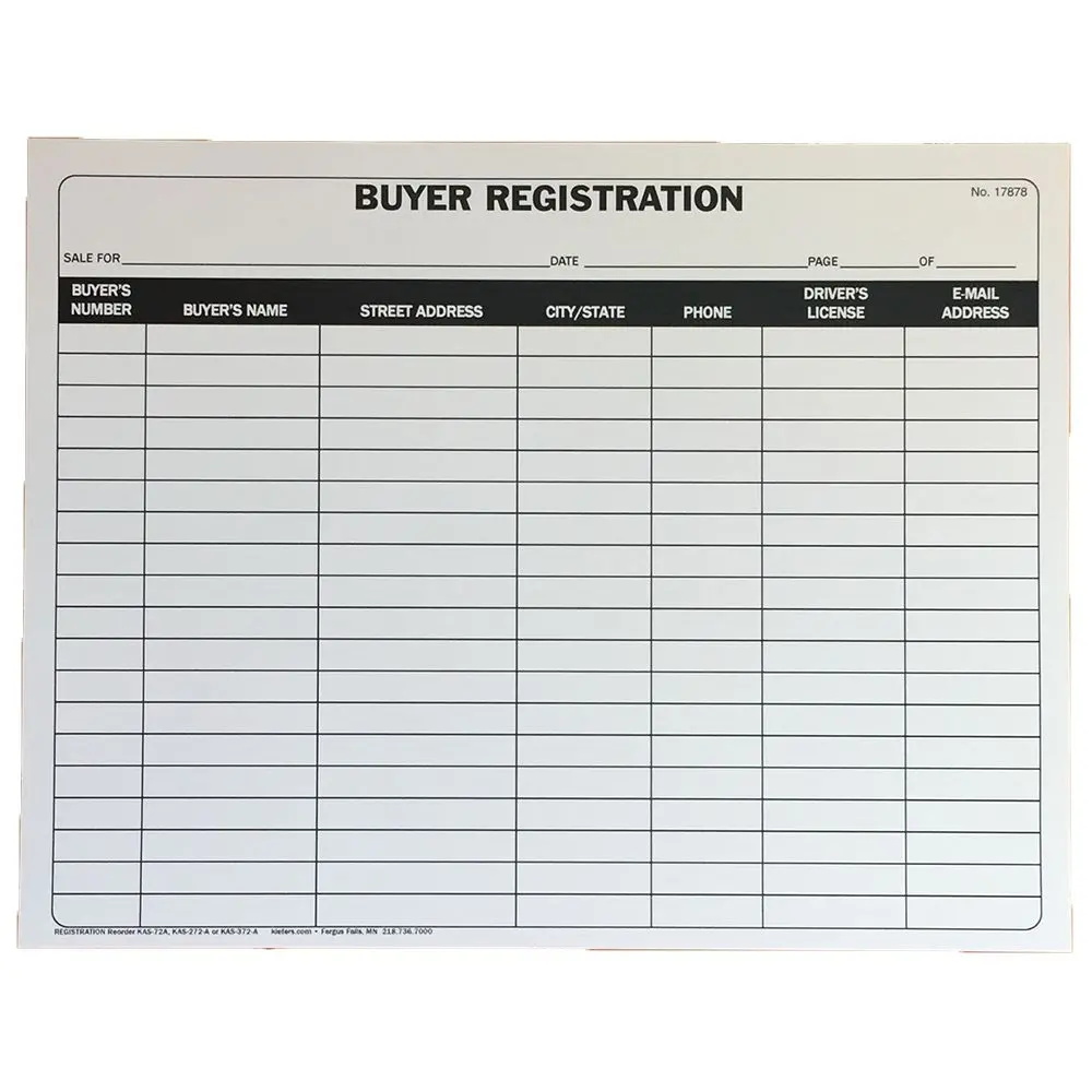 Buyer Registration Form (1 Or 2-Part) - Stock Or Custom 1