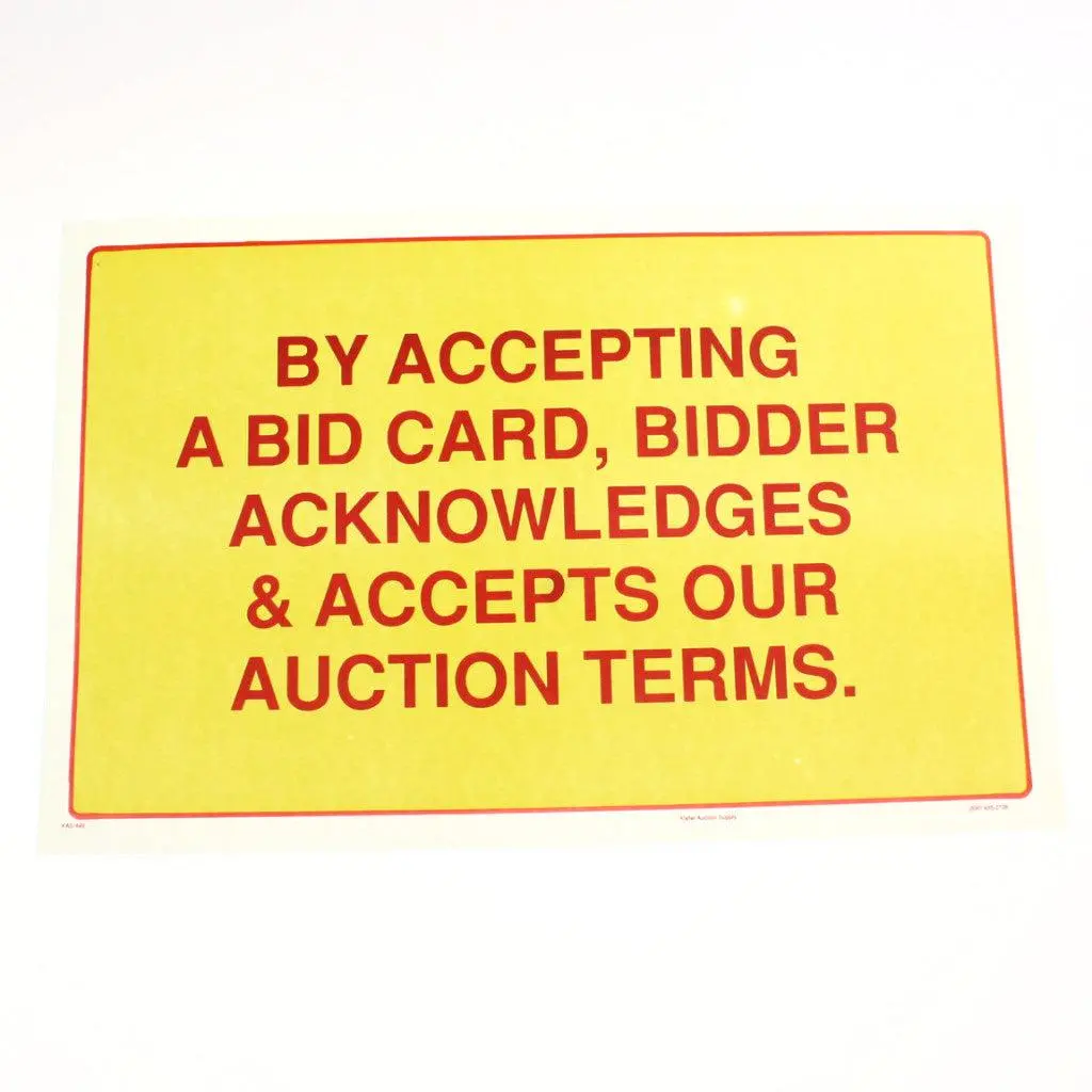 "By Accepting A Bid Card" - 11" X 17" Laminated Sign 1
