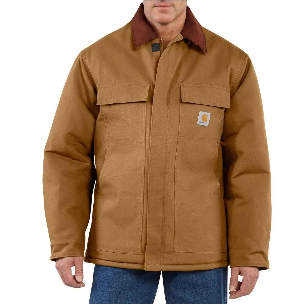 Loose Fit Firm Duck Insulated Traditional Coat - 3 Warmest Rating - Brown 1