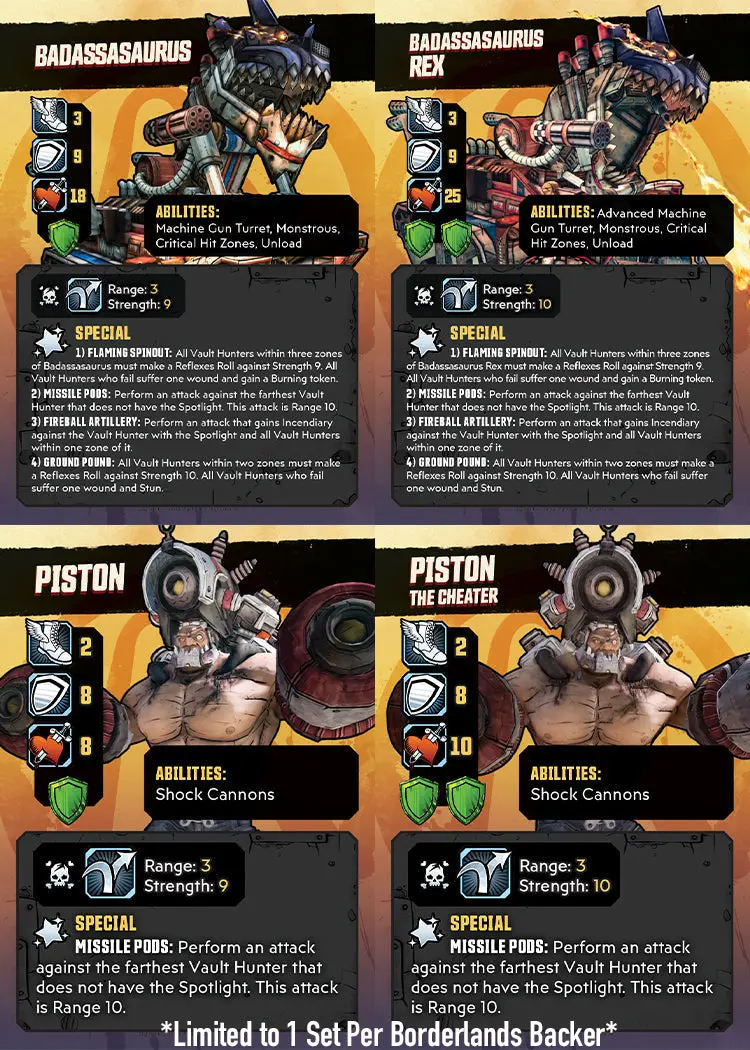 *Physical* Mister Torgue's Arena Of Badassery™: Badassasaurus Enemy Card Replacements 1