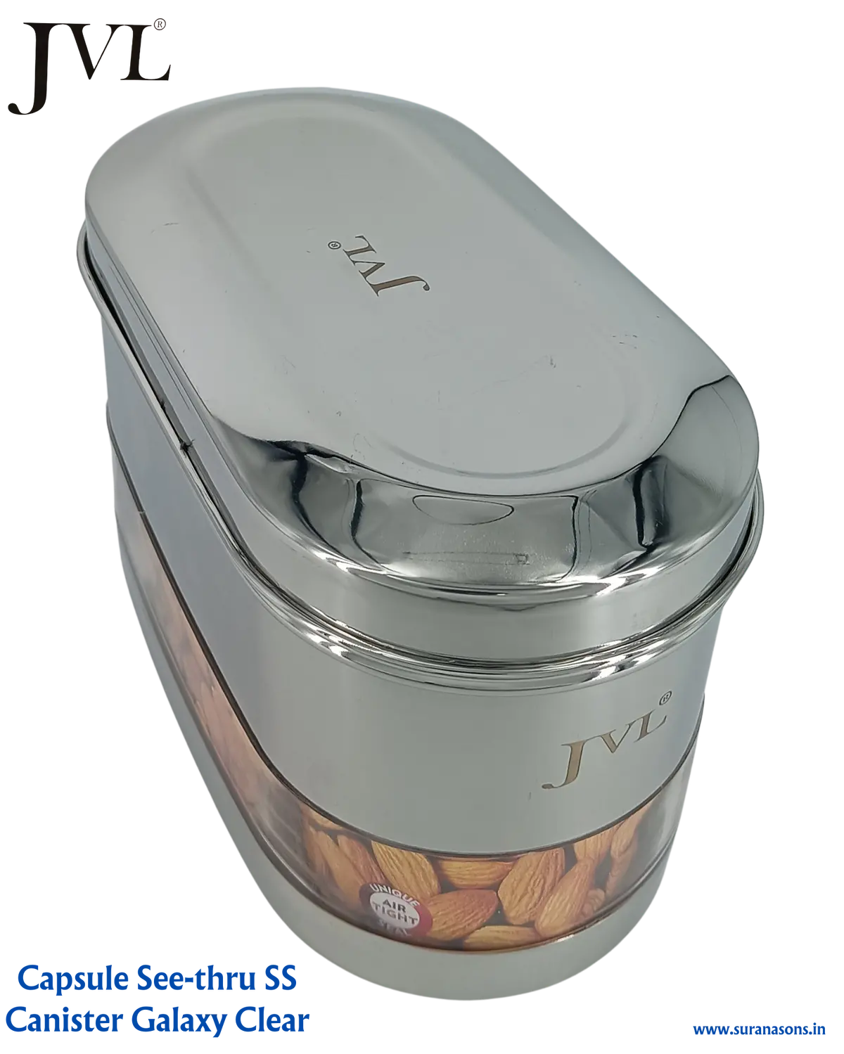 Jvl Premium Ss, Mirror Polish Kitchen Food Storage Capsule Shape Galaxy Clear Canister For Dry Items Store Only 1