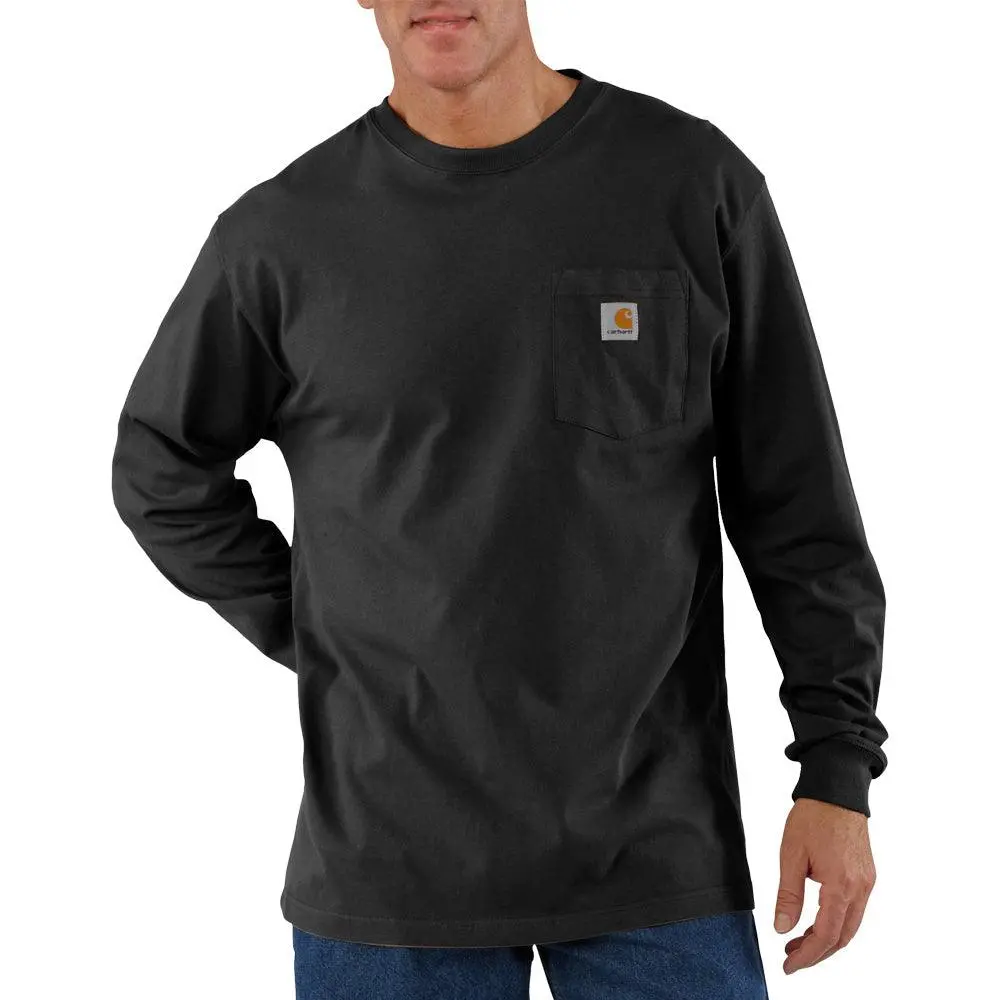K126 - Loose Fit Heavyweight Long-Sleeve Pocket T-Shirt - Black 1