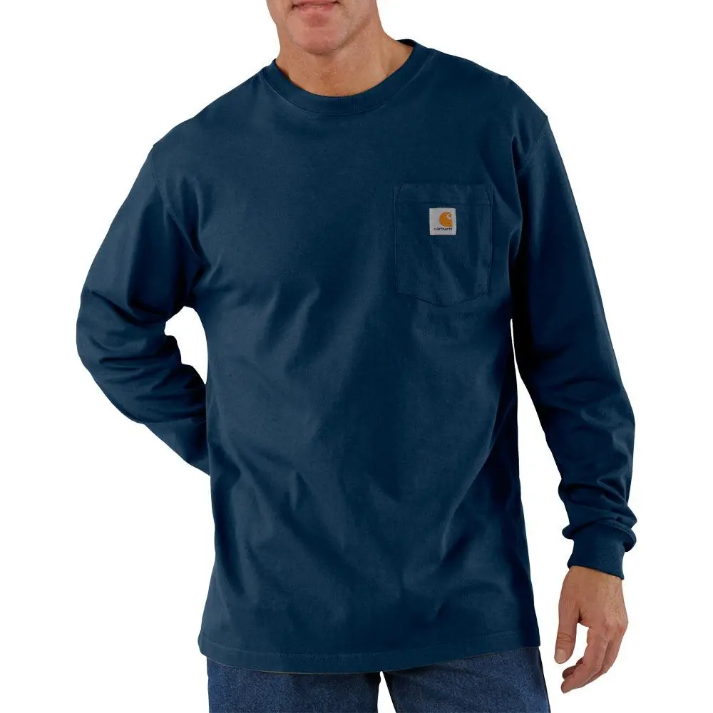 K126 - Loose Fit Heavyweight Long-Sleeve Pocket T-Shirt - Navy 1
