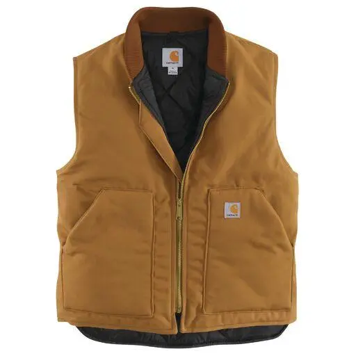 Relaxed Fit Firm Duck Insulated Rib Collar V01 Vest - Carhartt Brown 1
