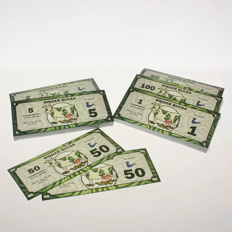 Cash Cow Bidder Bucks (7 Denominations) 100 Bills/Pack 1