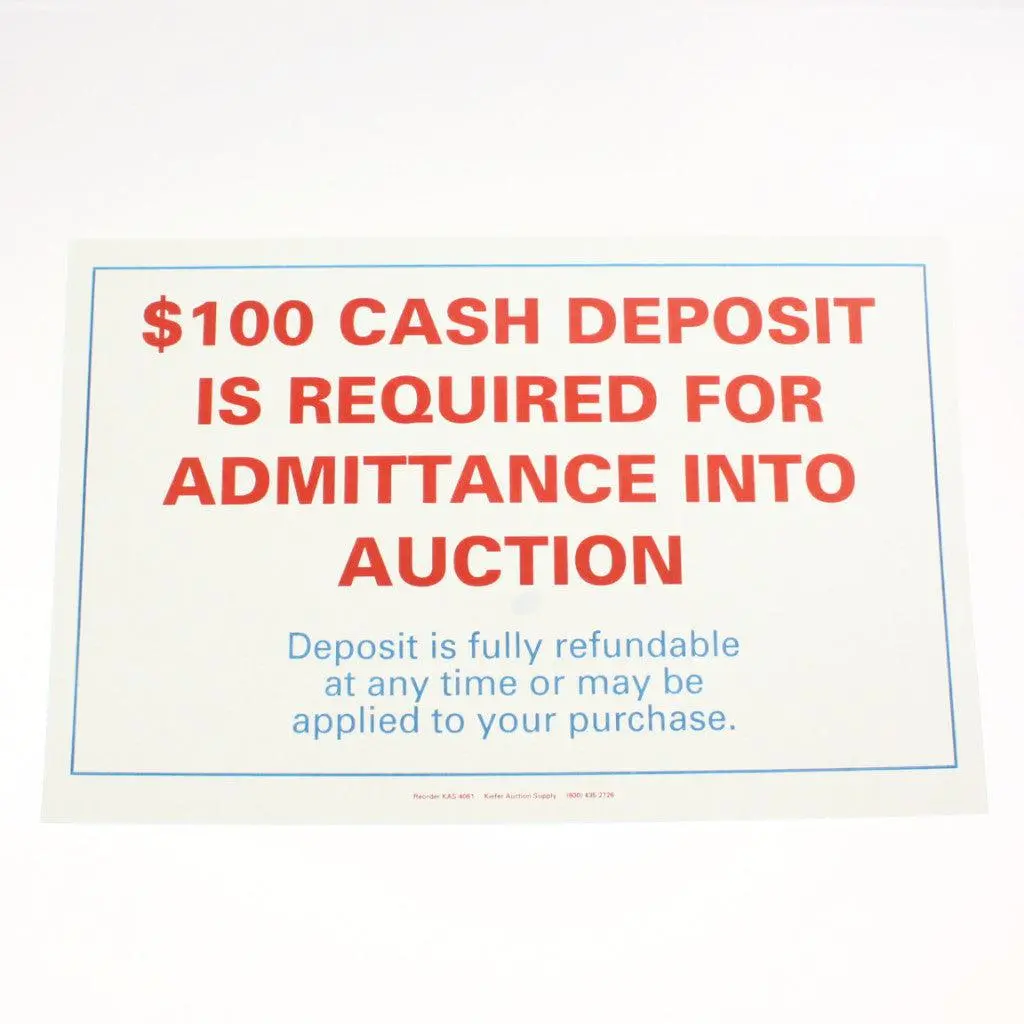 "Cash Deposit Required" - 11" X 17" Laminated Sign 1