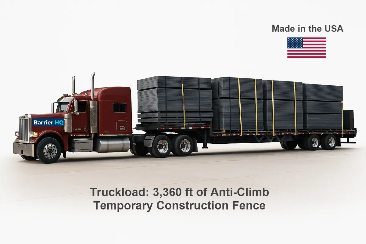 Truckload: 3,360 Ft Of Anti-Climb Temporary Construction 6' Ft Tall Lightweight Fence 1