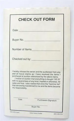 Check Out Forms, 2 Or 3-Part (250/Pack) 1