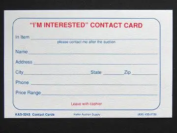 Clearance Contact Cards (500/Pack) 1