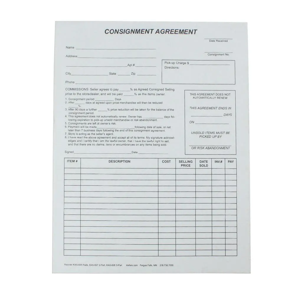 Consignment Agreement (1 Or 2-Part) 1