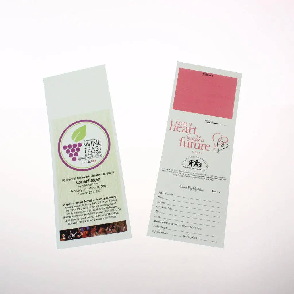 Custom 1/2 Page Bid Card - Full-Color Ink - Not Numbered (1000/Pack) 1