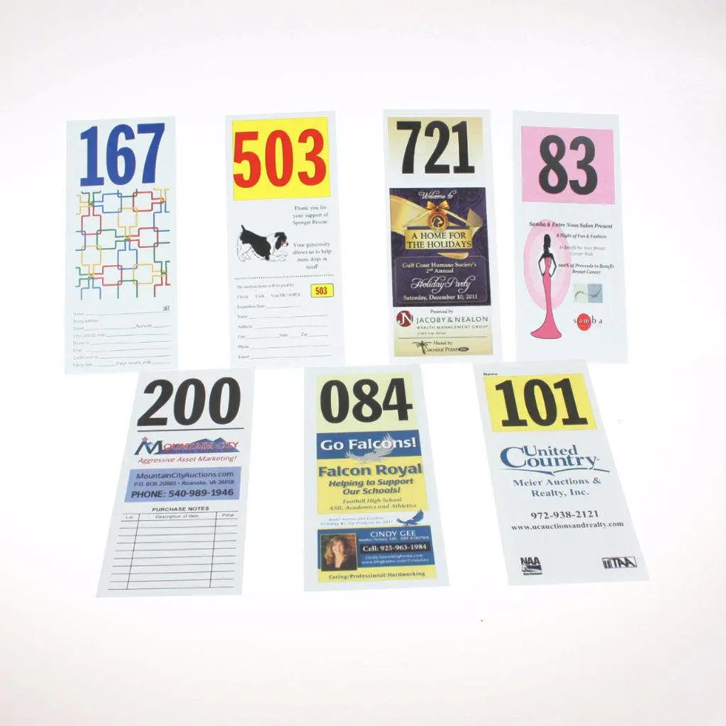 Custom 1/3 Page Standard Size Bid Card, Full-Color Ink - Numbered (1000/Pack) 1