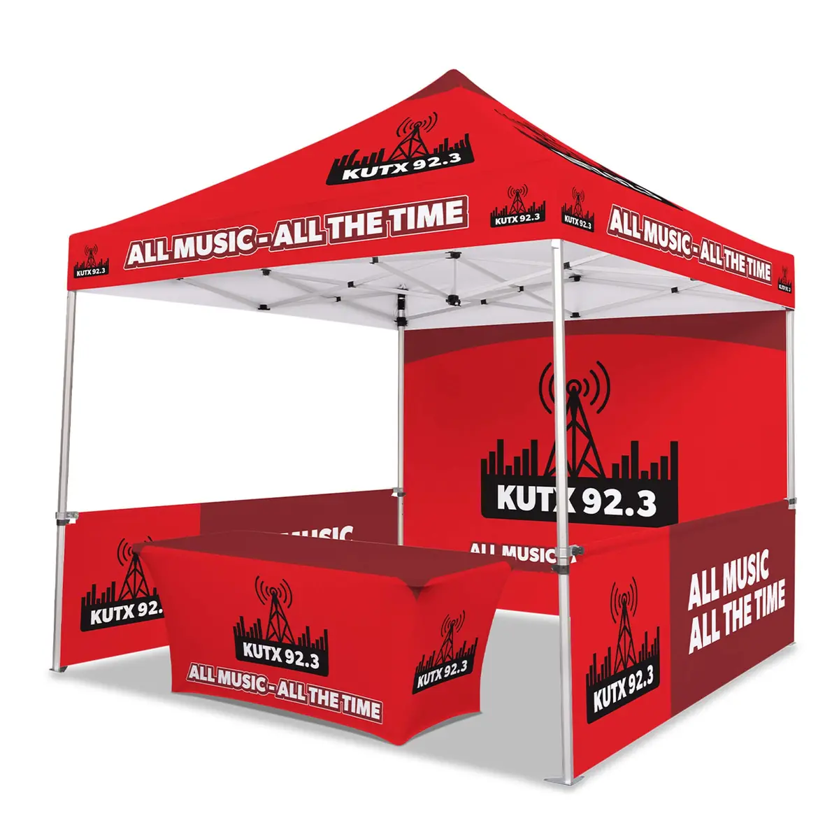 Custom Canopy Tent With Full Back Wall, Half Side Walls & Table Cover 1