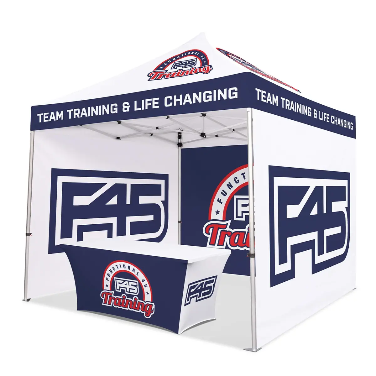 Custom Canopy Tent With Three Back Walls & Table Cover 1