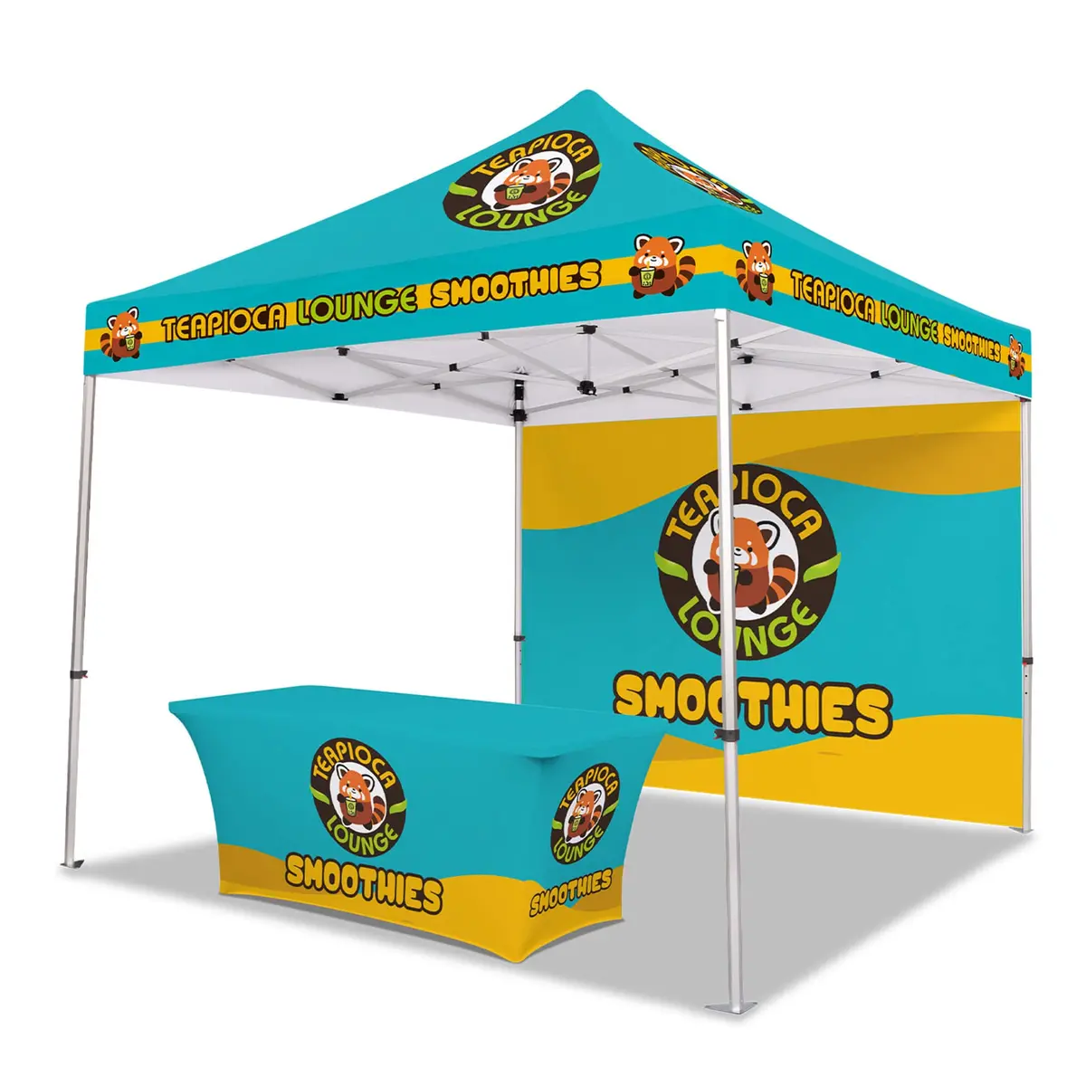 Custom Canopy Tent With Back Wall & Table Cover 1