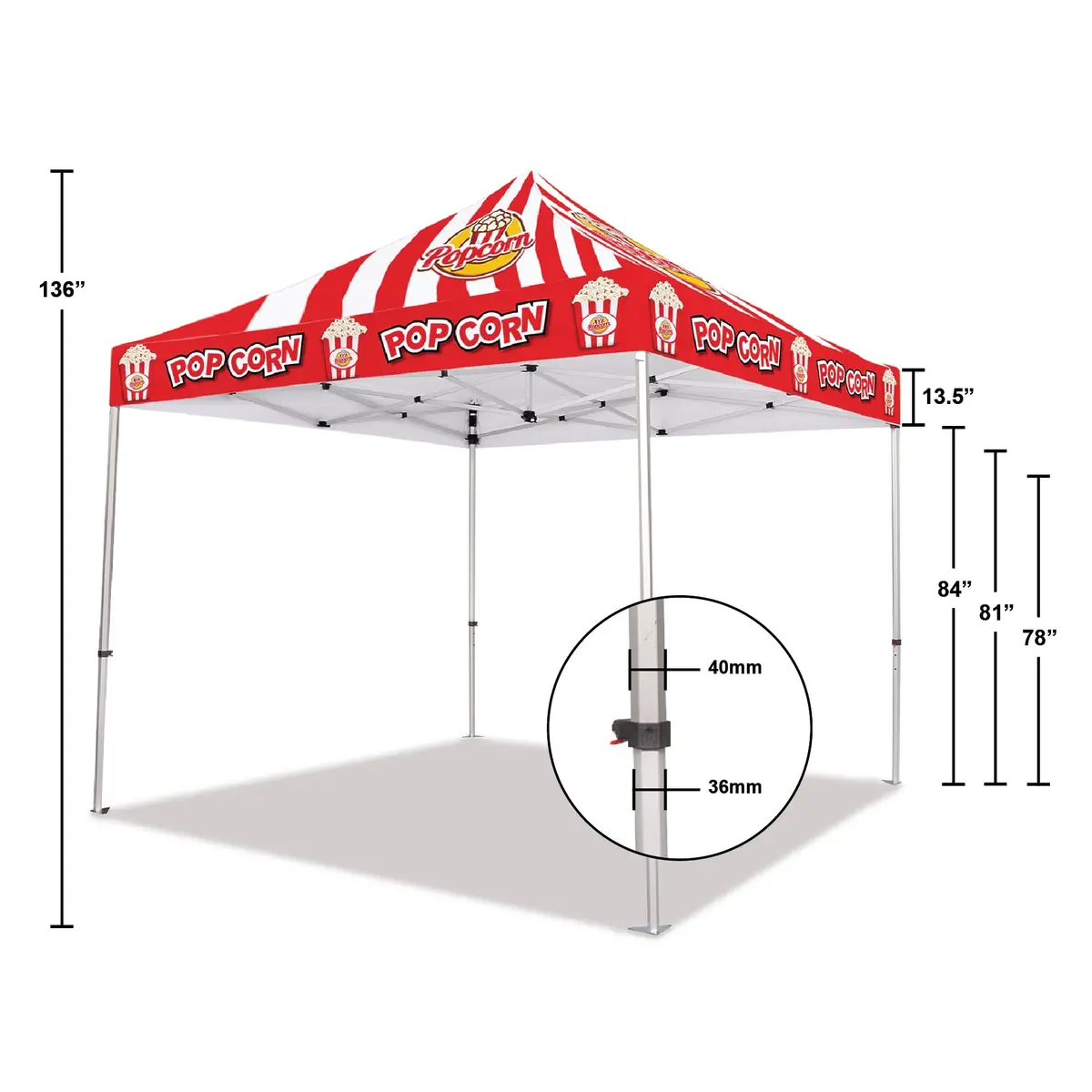 Custom Canopy Tent With Full Back Wall, Half Side Walls & Feather Flags 6