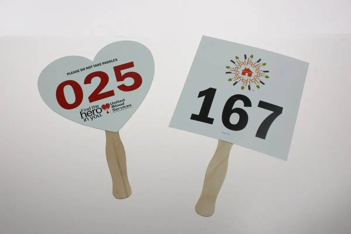 Custom Shape Bid Paddle - Full Color - Numbered (100/Pack) 1
